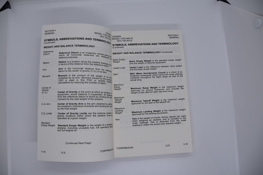 Cessna 172S G1000 Pilot Operating Handbook and 172S Quick Reference Checklist (QRC)