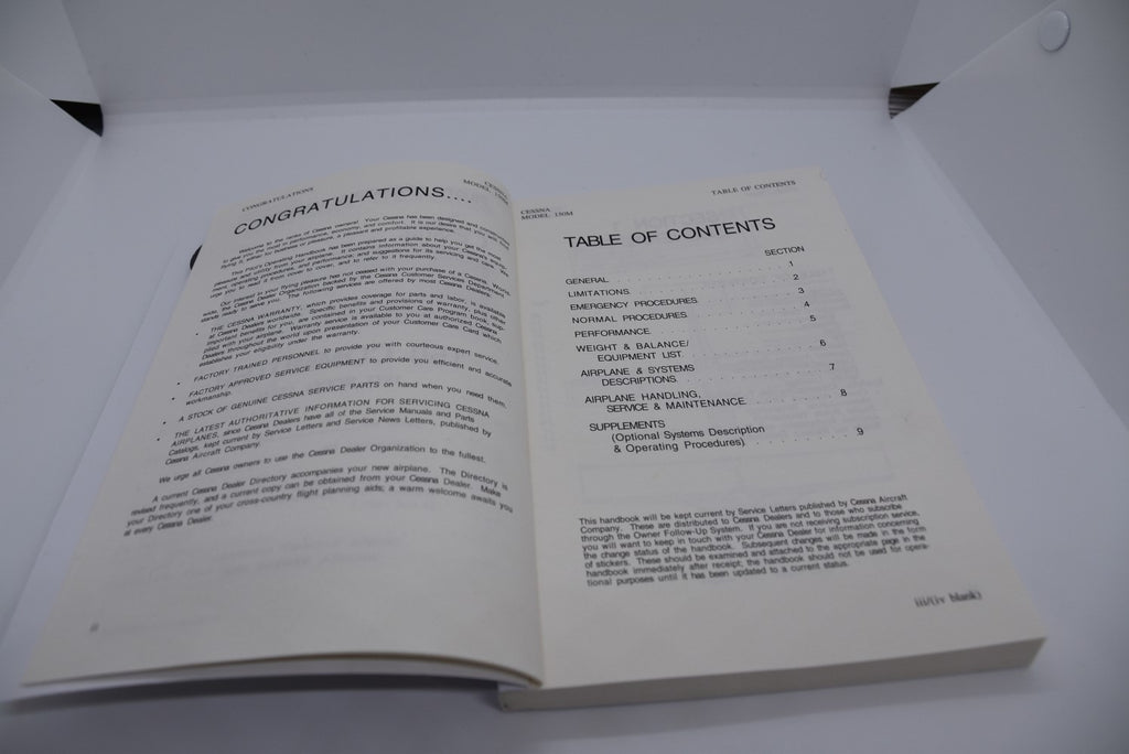 Cessna 150 Pilot Operating Handbook (POH)  and Extended Checklist