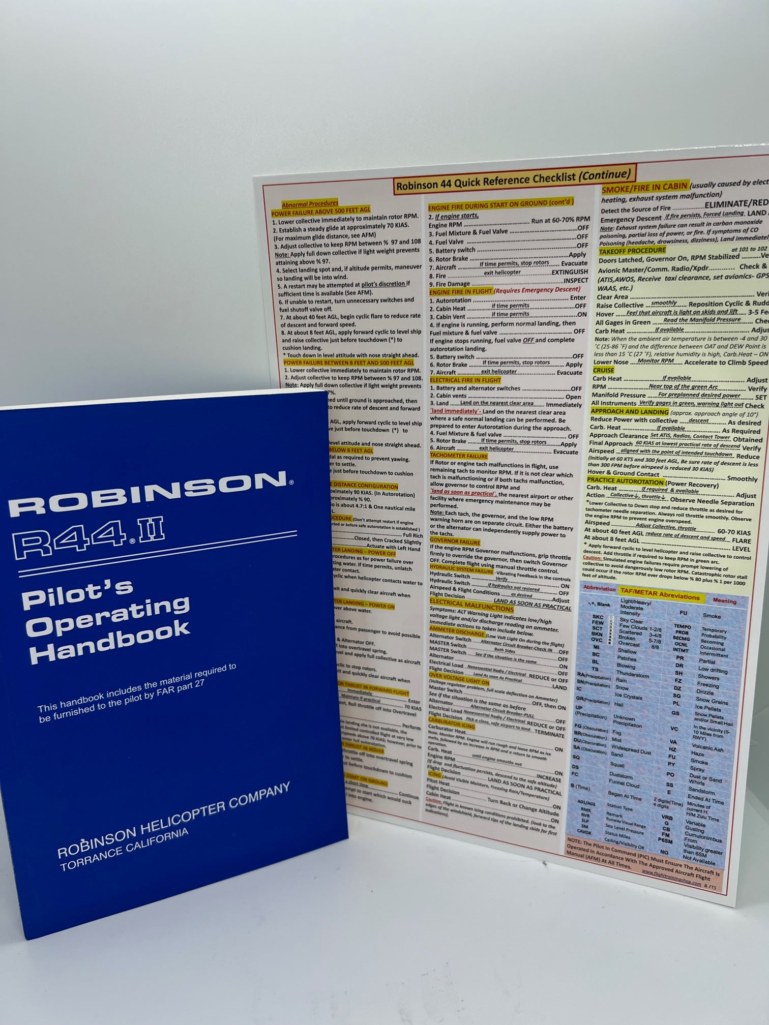 Robinson 44 Helicopter POH & Extended Quick Reference Checklist (QRC ...