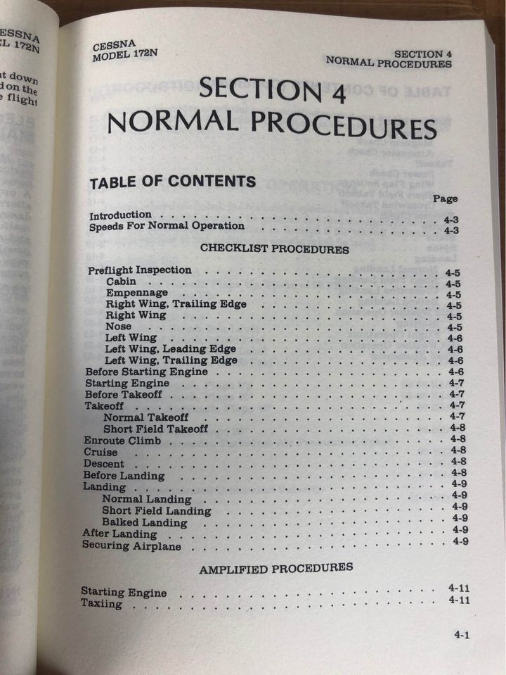Cessna 172N Pilot Operating Handbook and  Extended Quick Reference Checklist (QRC)