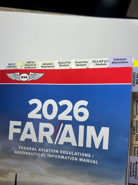 2026 FAR AIM Pre-Tabbed Book (ASA) & POH TABs (TABs cover all Flight Stages- PPL,IR,CPL,CFI,ME) Plus Complimentary Pilot Mouse Pad and Pilot Achievement Certificates