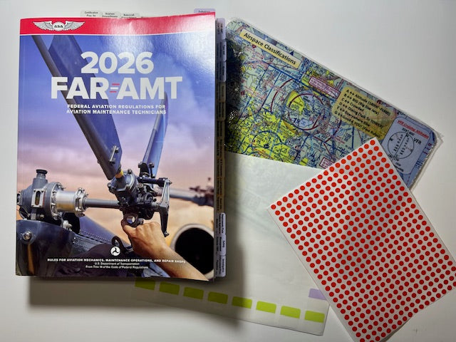 2026 ASA FAR AMT Pre-Tabbed Book for A&P Technicians, Aviator Mouse Pad, 9-Piece Empty Tabs & Round Stickers