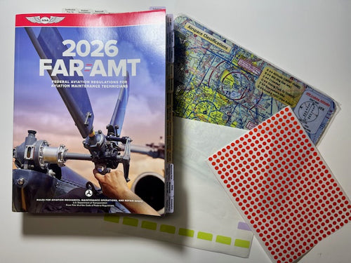2026 ASA FAR AMT Pre-Tabbed Book for A&P Technicians, Aviator Mouse Pad, 9-Piece Empty Tabs & Round Stickers