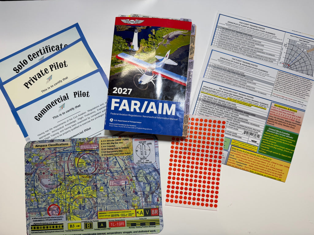 2027 ASA Pre-Tabbed FAR AIM Book, Private Pilot Triple Poster Set and Complimentary Gifts - All in One for Student Pilots