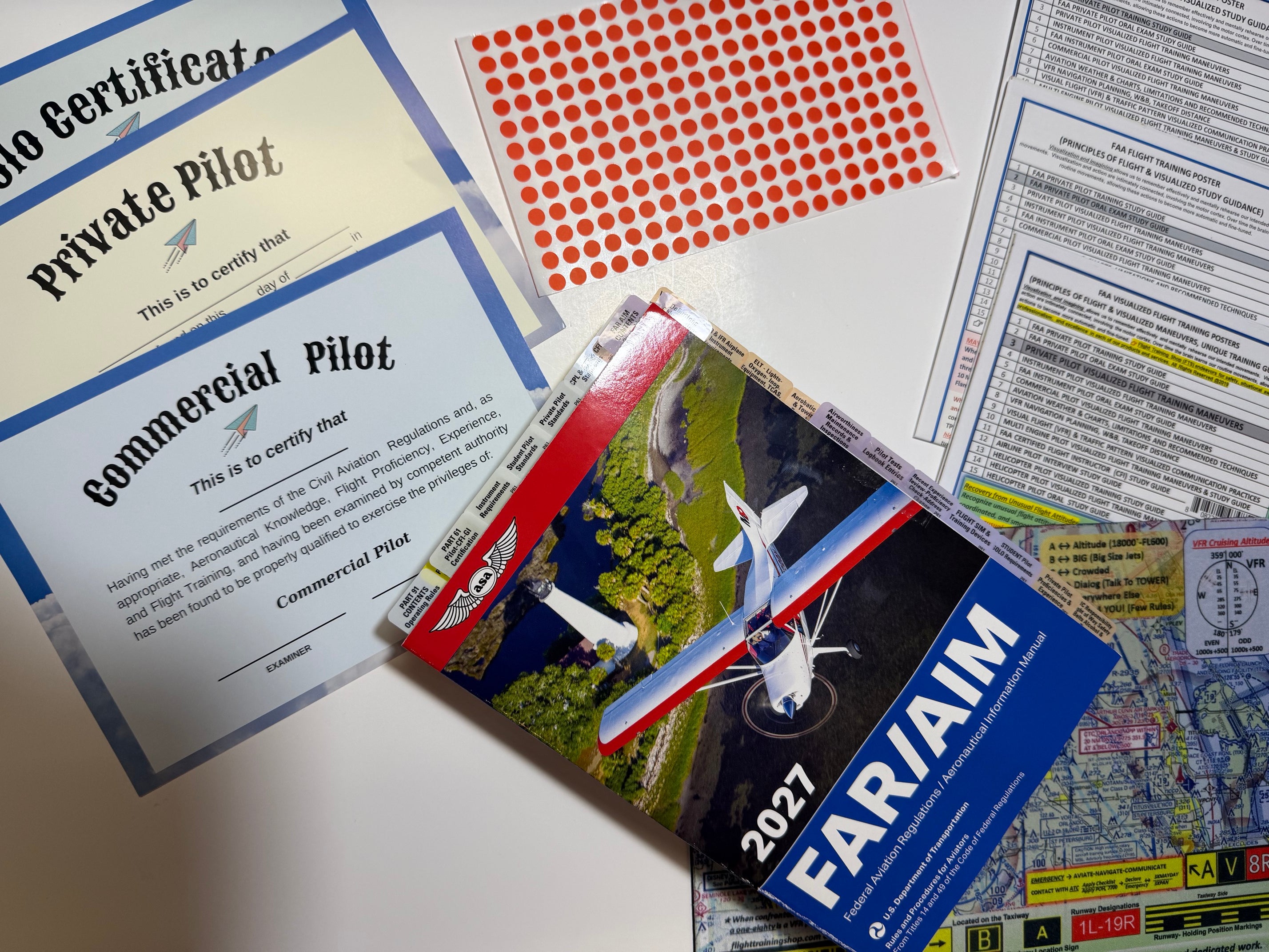2027 ASA Pre-Tabbed FAR AIM Book, Private Pilot Triple Poster Set and Complimentary Gifts - All in One for Student Pilots