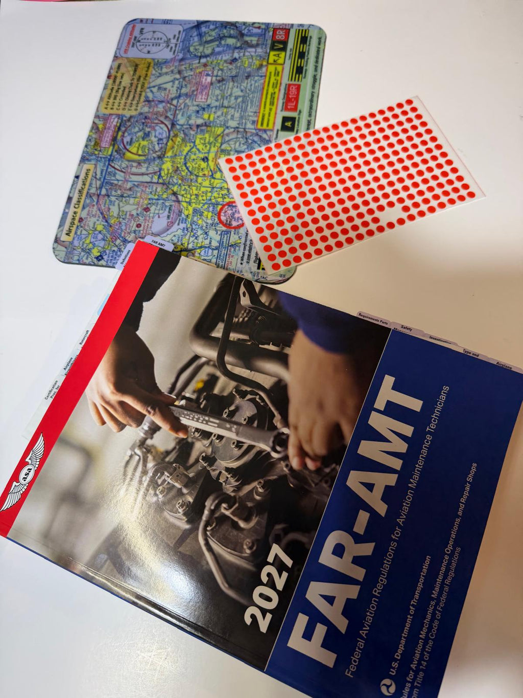 2027 ASA FAR AMT Pre-Tabbed Book for A&P Technicians, Aviator Mouse Pad, 9-Piece Empty Tabs & Round Stickers