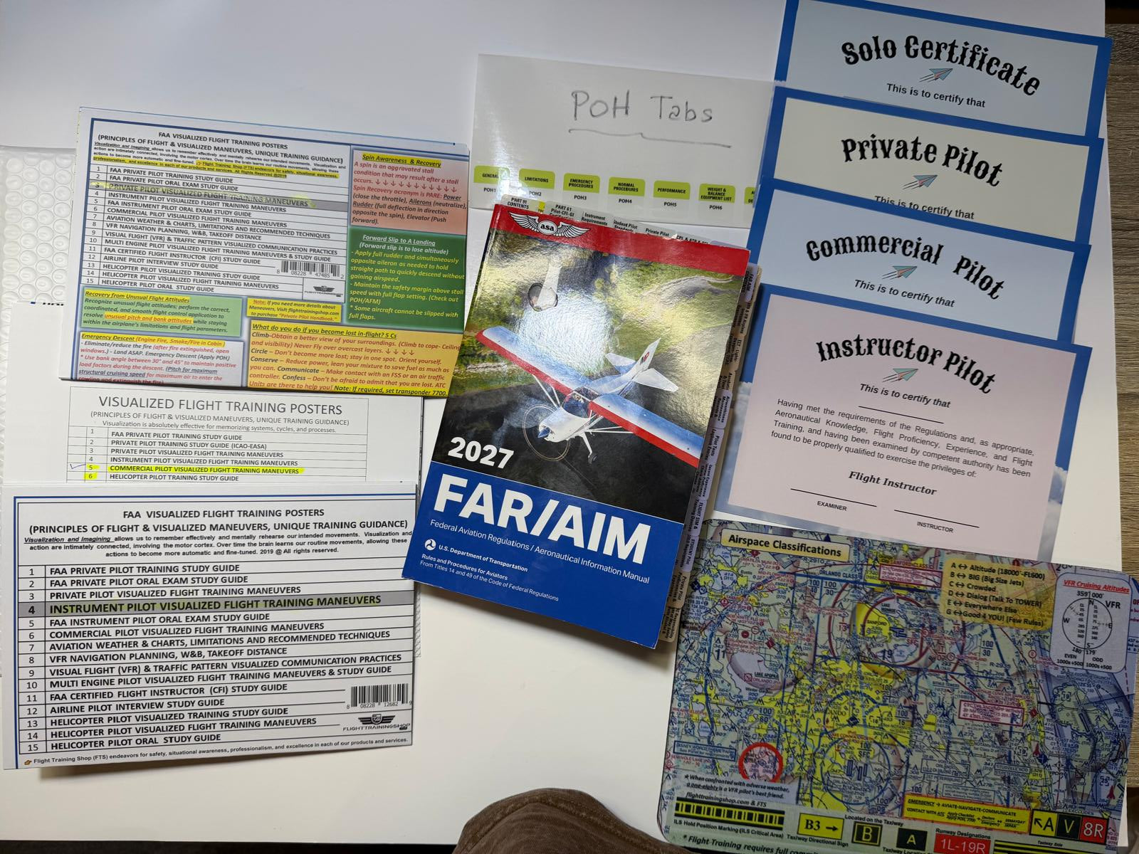 2027 ASA Pre-Tabbed FAR AIM Book, A-Triple Poster Set (including Private, Instrument, Commercial Pilot Maneuvers) and Complimentary Gifts - All in One