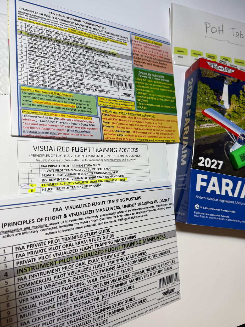 2027 ASA Pre-Tabbed FAR AIM Book, A-Triple Poster Set (including Private, Instrument, Commercial Pilot Maneuvers) and Complimentary Gifts - All in One