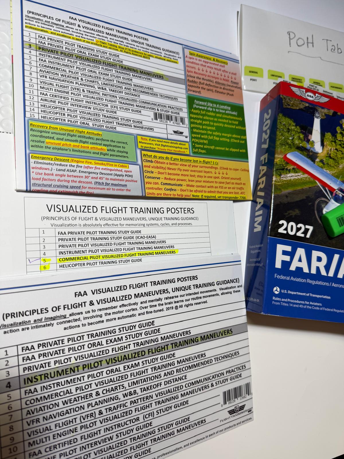 2027 ASA Pre-Tabbed FAR AIM Book, A-Triple Poster Set (including Private, Instrument, Commercial Pilot Maneuvers) and Complimentary Gifts - All in One