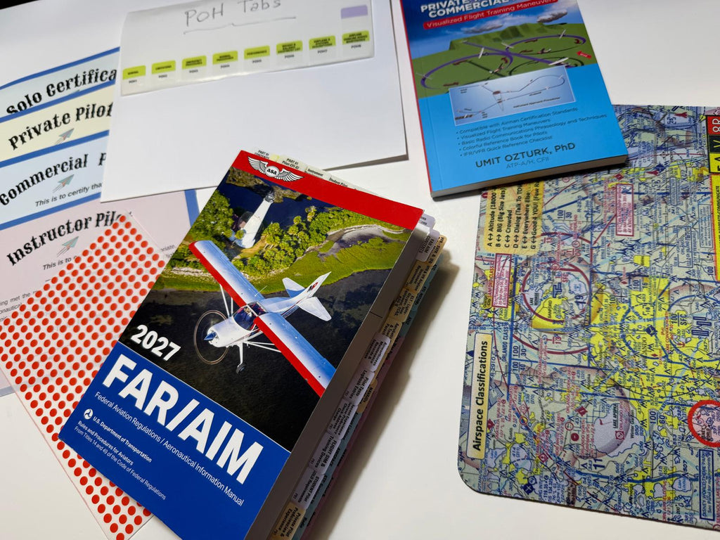 2027 ASA FAR AIM Pre-tabbed Book & POH Tabs, Visualized Pilot Training Maneuvers Handbook Book