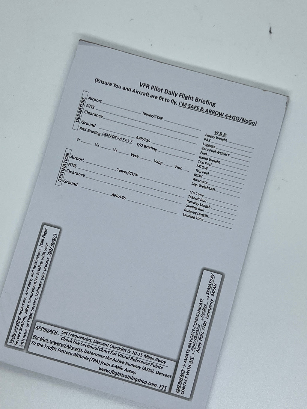 VFR Pilot Writing Pad, Compatible With Pilot Kneeboards (A5 Size, 80-Sheet) (Copy)
