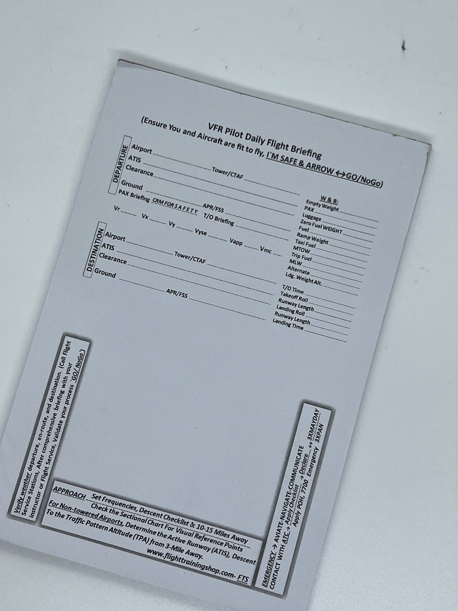 VFR Pilot Writing Pad, Compatible With Pilot Kneeboards (A5 Size, 80-Sheet) (Copy)