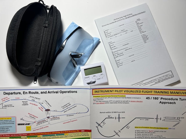 Instrument Flight Gears for Students, Foggles, Timer, Visualized Flight Training Maneuvers Poster, IFR Writing Pad for Kneeboard
