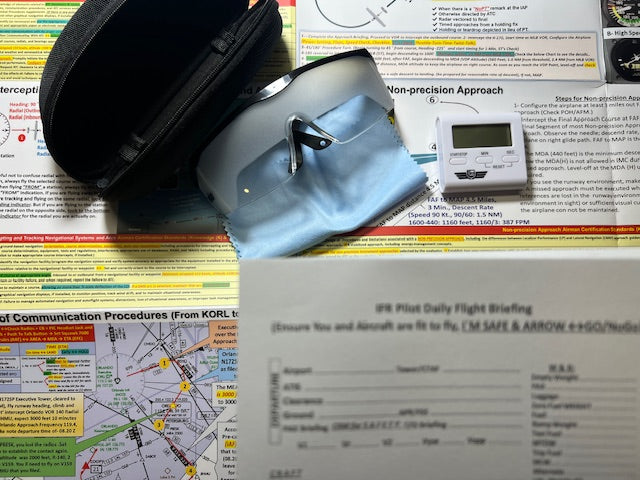 Instrument Flight Gears for Students, Foggles, Timer, Visualized Flight Training Maneuvers Poster, IFR Writing Pad for Kneeboard