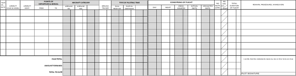 Standard Professional Pilot Logbook, Black, 658 Entries, Black, Hardcover